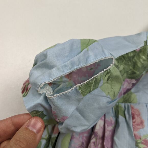 Vintage Bubble Romper Baby Girls Size 12m Three Blind Mice  Blue Floral Spring - Picture 3 of 5